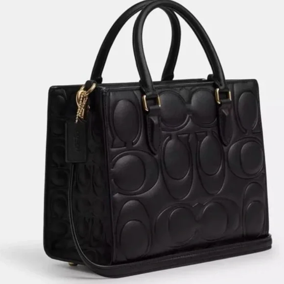 Coach Maggie Small Tote Bag In Signature Leather CY670 Black NWT - Picture 3 of 15